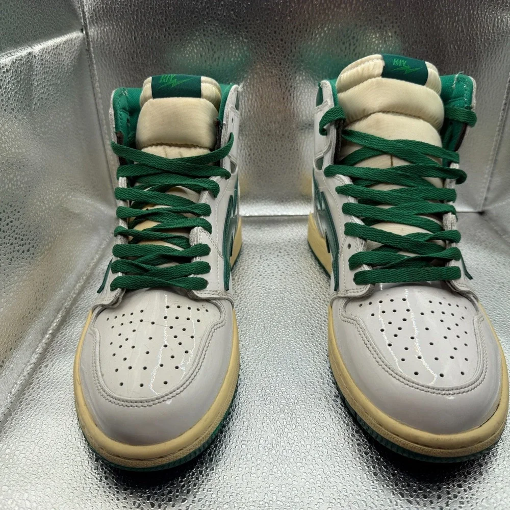 Size 10 Reves Paris Air Kiy 85 Hi Shamrock Green‎ White Lace Up Sneakers